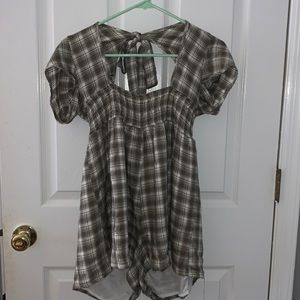 NWOT F21 gingham green romper